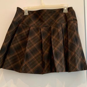 Brown Plaid Mini Skirt